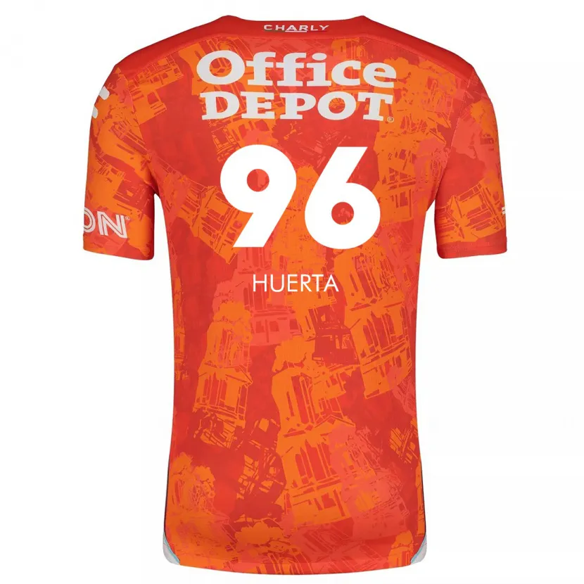 DanxenキッズEdwin Huerta#96オレンジ ホワイトアウェイシャツ2024/25ジャージーユニフォーム
