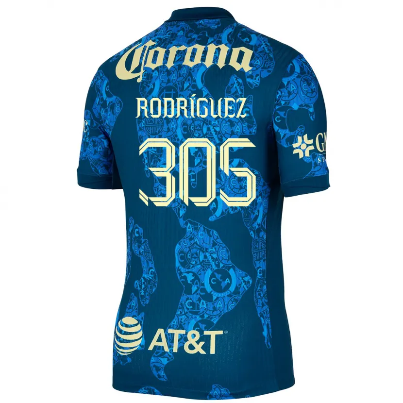 DanxenキッズBryan Rodríguez#305青 黄アウェイシャツ2024/25ジャージーユニフォーム