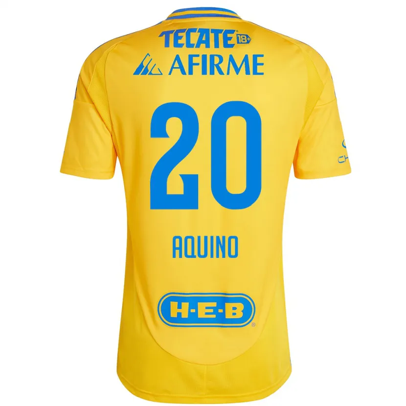 Danxenキッズハビエル・アキーノ#20ゴールドイエローホームシャツ2024/25ジャージーユニフォーム