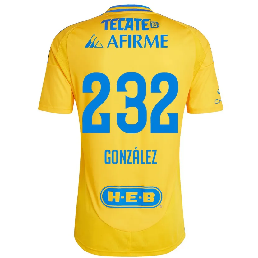DanxenキッズCésar González#232ゴールドイエローホームシャツ2024/25ジャージーユニフォーム