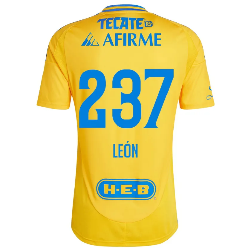 DanxenキッズGabriel León#237ゴールドイエローホームシャツ2024/25ジャージーユニフォーム