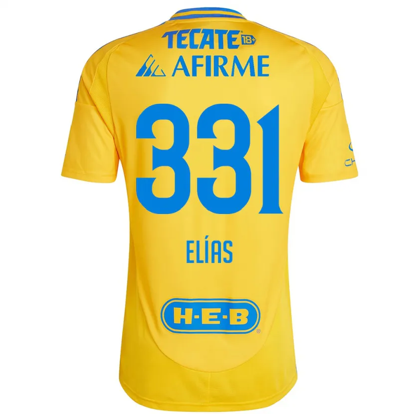 DanxenキッズBruno Elías#331ゴールドイエローホームシャツ2024/25ジャージーユニフォーム