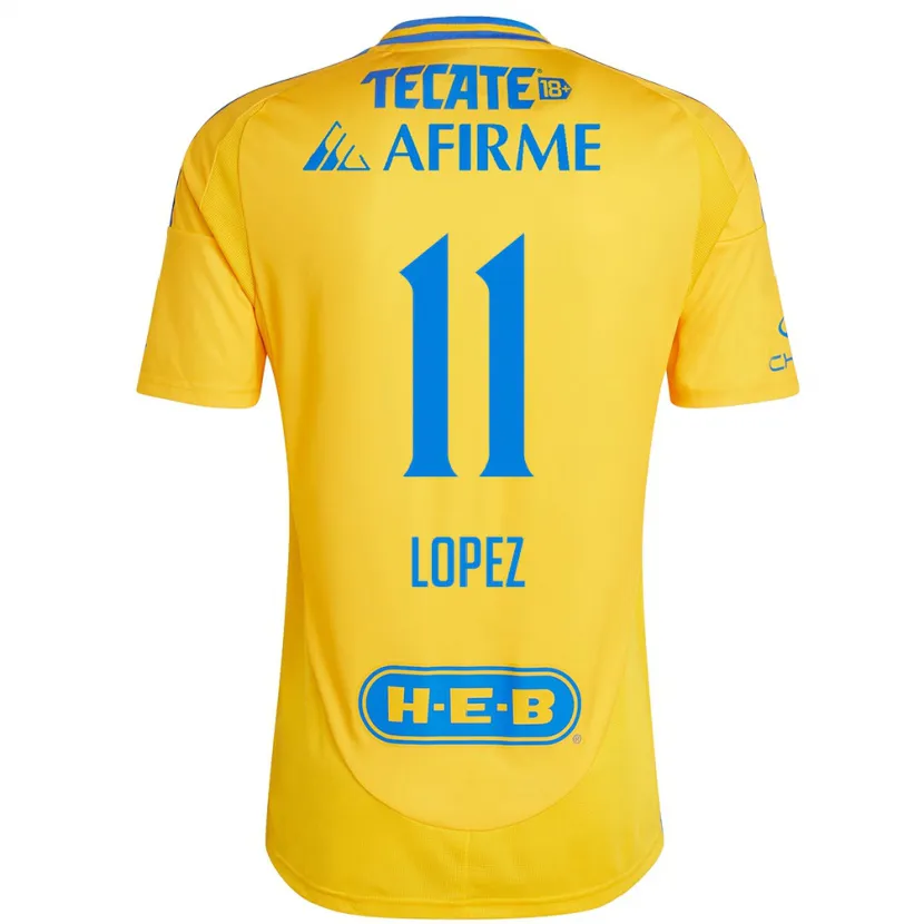 DanxenキッズNicolas Lopez#11ゴールドイエローホームシャツ2024/25ジャージーユニフォーム