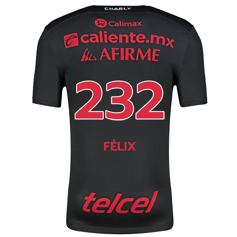 DanxenキッズErick Félix#232ブラックレッドホームシャツ2024/25ジャージーユニフォーム