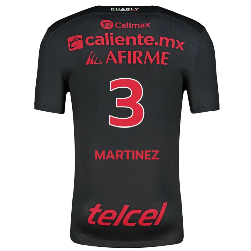 DanxenキッズNathaly Martínez#3ブラックレッドホームシャツ2024/25ジャージーユニフォーム