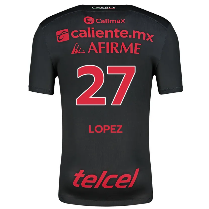 DanxenキッズVictoria López#27ブラックレッドホームシャツ2024/25ジャージーユニフォーム