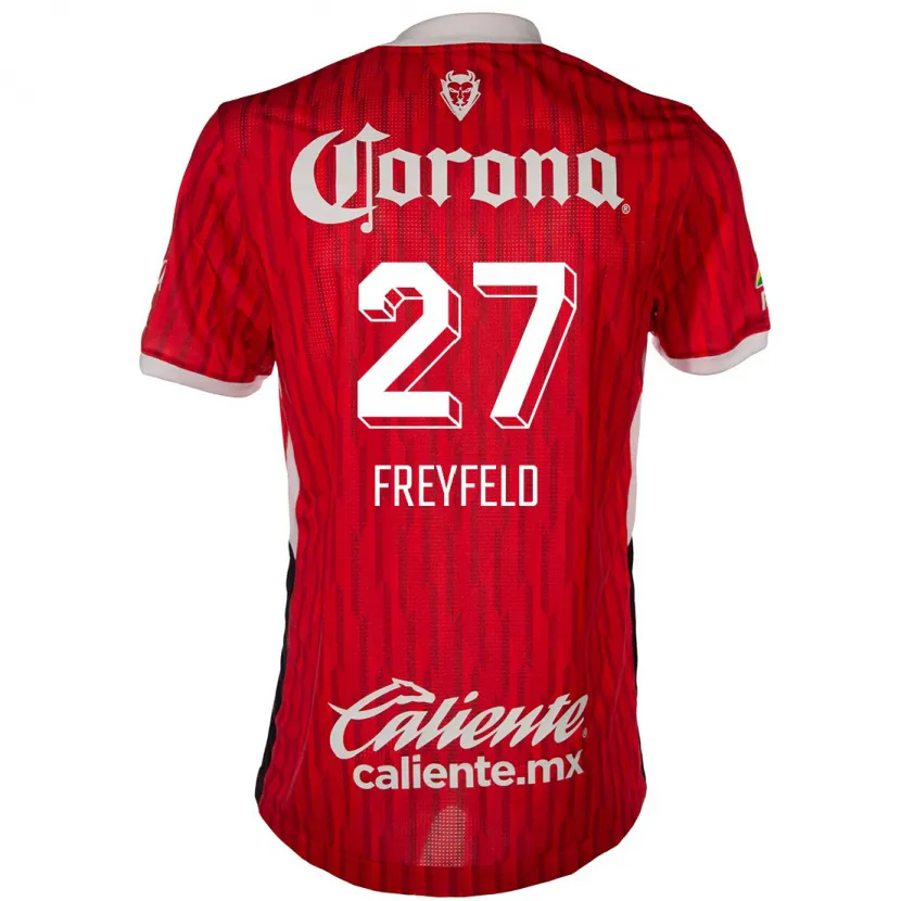 DanxenキッズEmiliano Freyfeld#27赤白ホームシャツ2024/25ジャージーユニフォーム