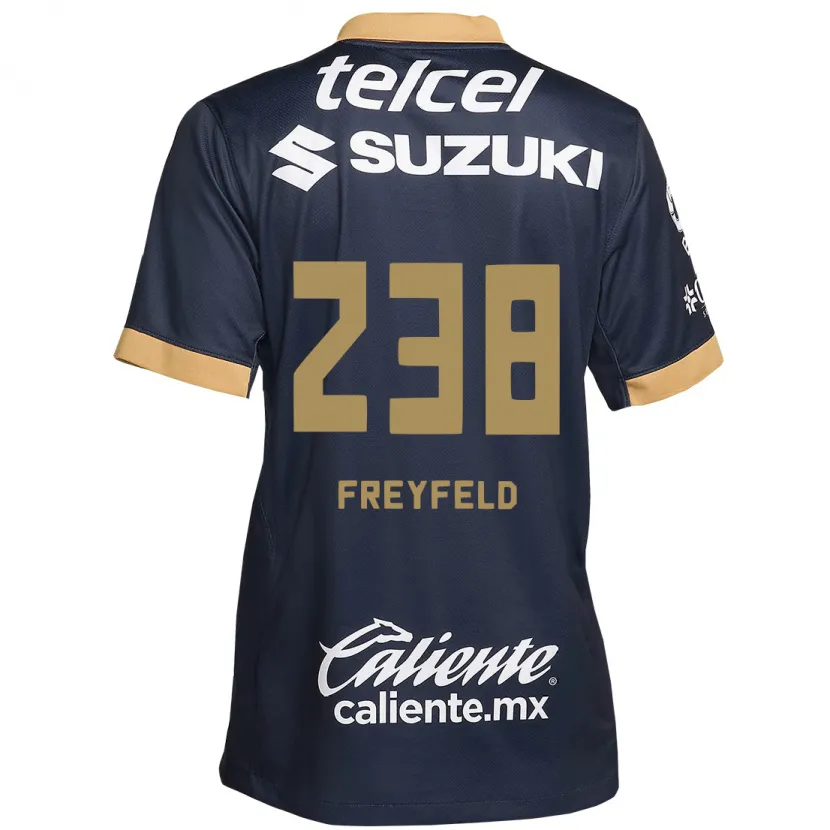 DanxenキッズJulián Freyfeld#238オブシディアンゴールドホワイトアウェイシャツ2024/25ジャージーユニフォーム
