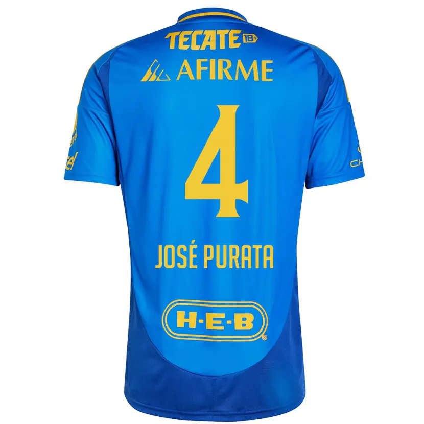 DanxenキッズJuan José Purata#4青 黄アウェイシャツ2024/25ジャージーユニフォーム