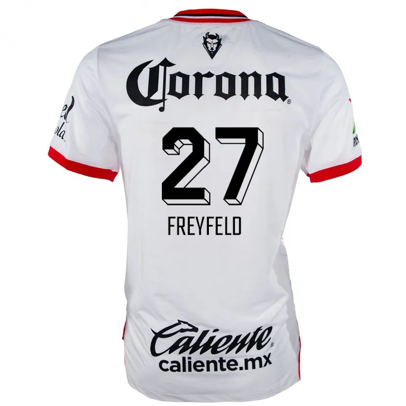 DanxenキッズEmiliano Freyfeld#27赤、白アウェイシャツ2024/25ジャージーユニフォーム