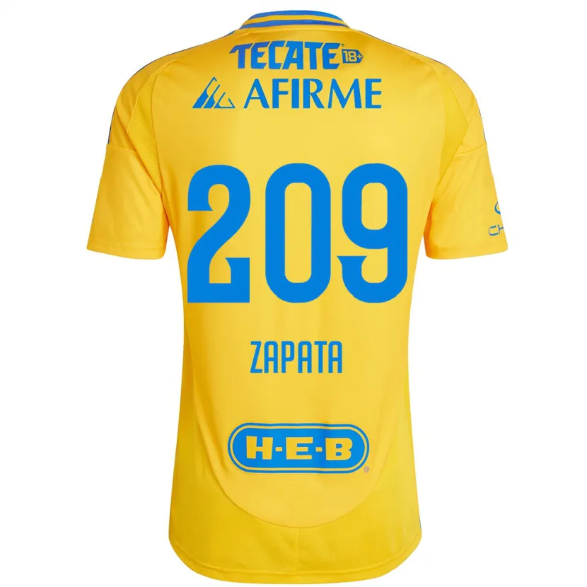 DanxenメンズJorge Zapata#209ゴールドイエローホームシャツ2024/25ジャージーユニフォーム