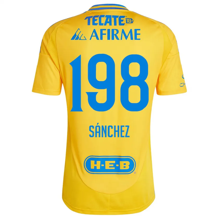 DanxenメンズDiego Sánchez#198ゴールドイエローホームシャツ2024/25ジャージーユニフォーム