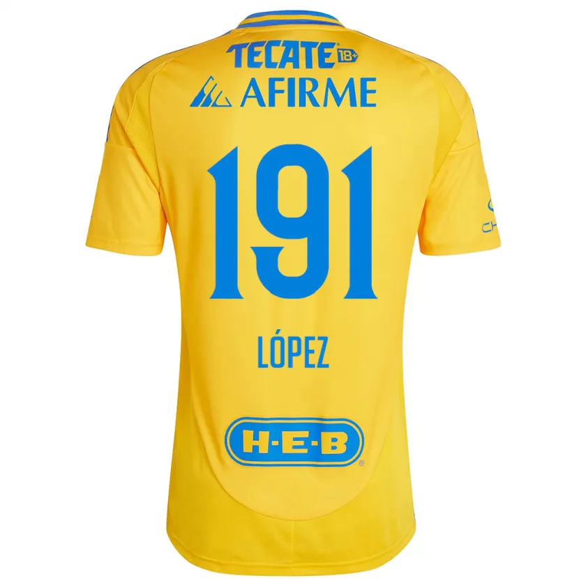 DanxenメンズAdrián López#191ゴールドイエローホームシャツ2024/25ジャージーユニフォーム