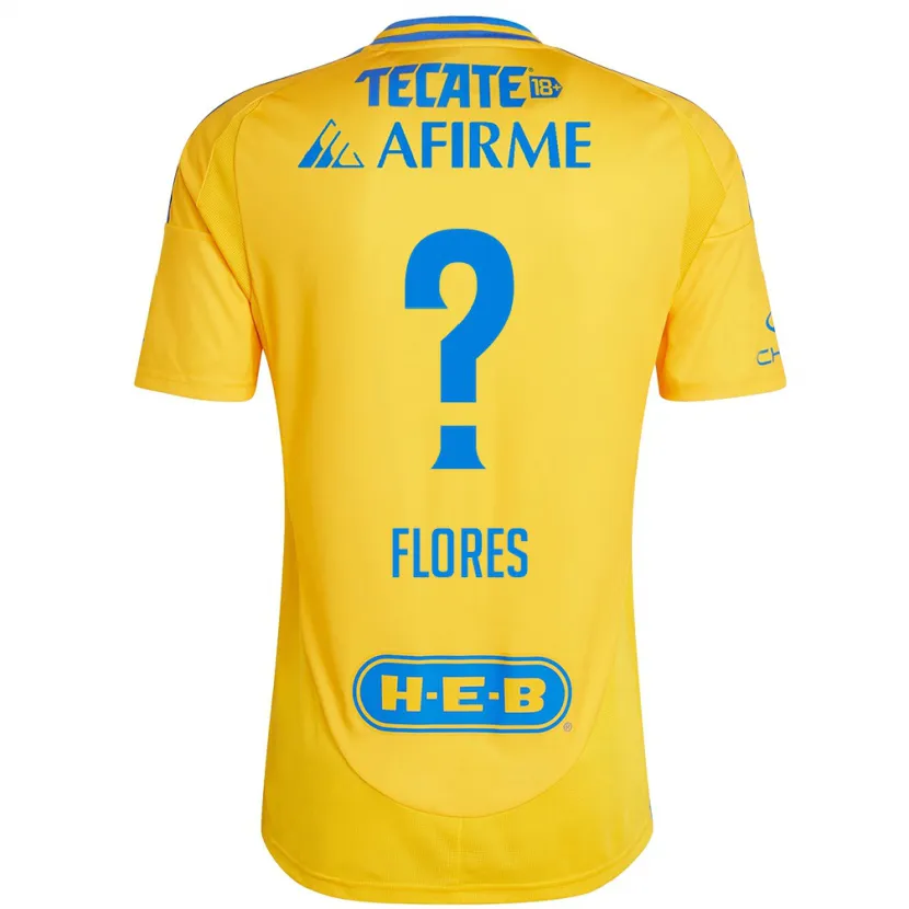 DanxenメンズHernán Flores#0ゴールドイエローホームシャツ2024/25ジャージーユニフォーム