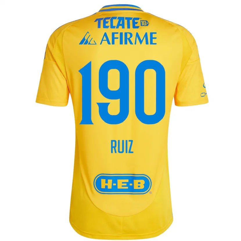 DanxenメンズÓscar Ruiz#190ゴールドイエローホームシャツ2024/25ジャージーユニフォーム
