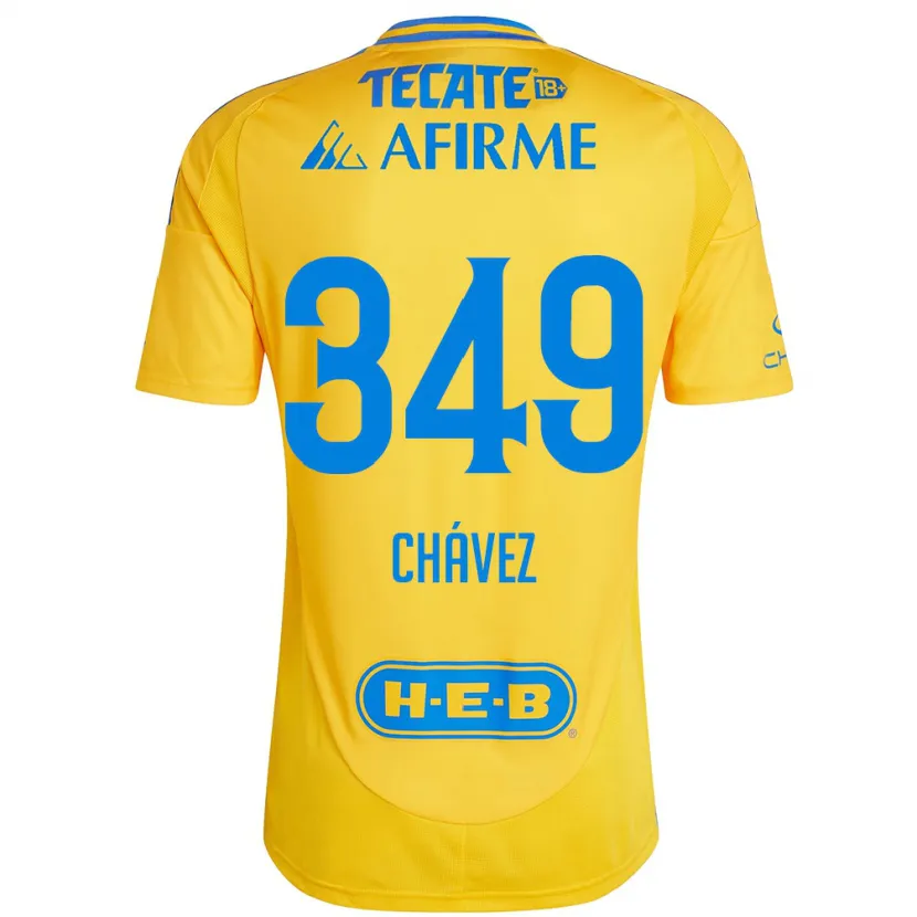DanxenメンズJorge Chávez#349ゴールドイエローホームシャツ2024/25ジャージーユニフォーム