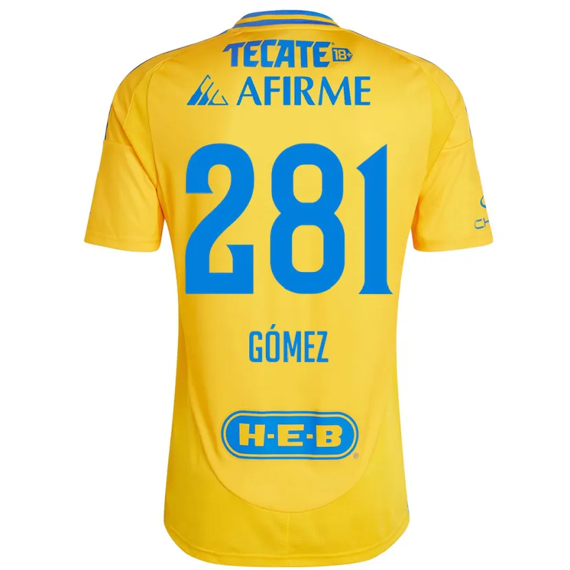 DanxenメンズLuis Gómez#281ゴールドイエローホームシャツ2024/25ジャージーユニフォーム