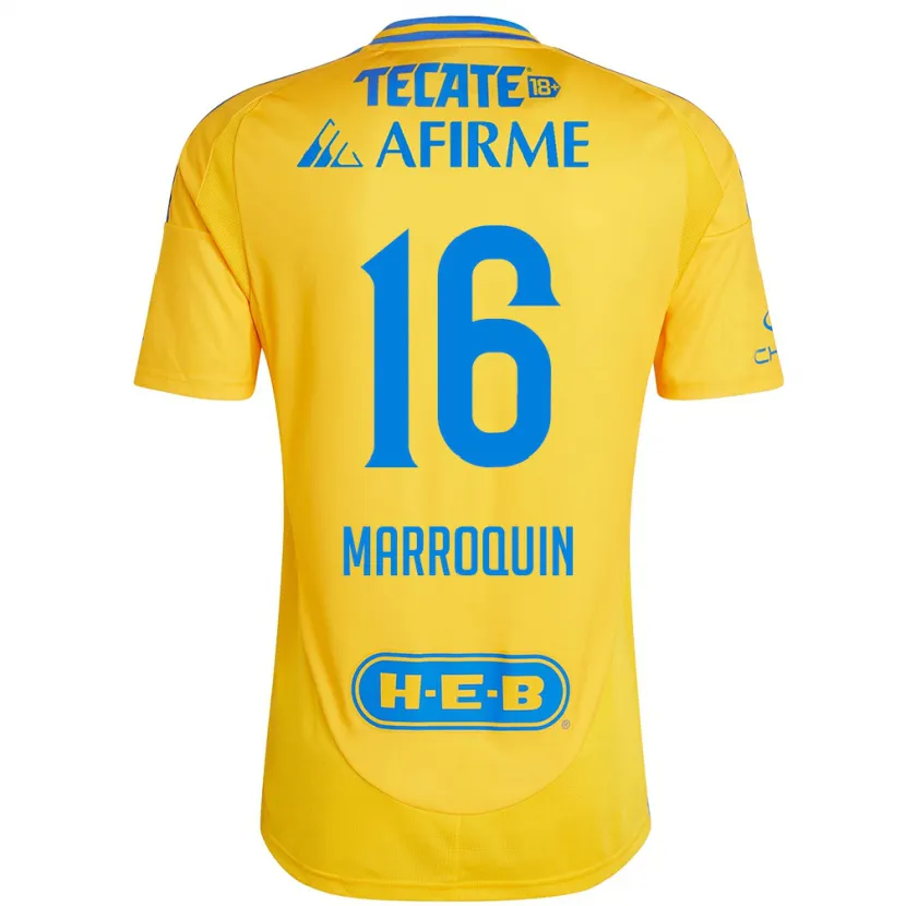 DanxenレディースAmmanda Marroquin#16ゴールドイエローホームシャツ2024/25ジャージーユニフォーム