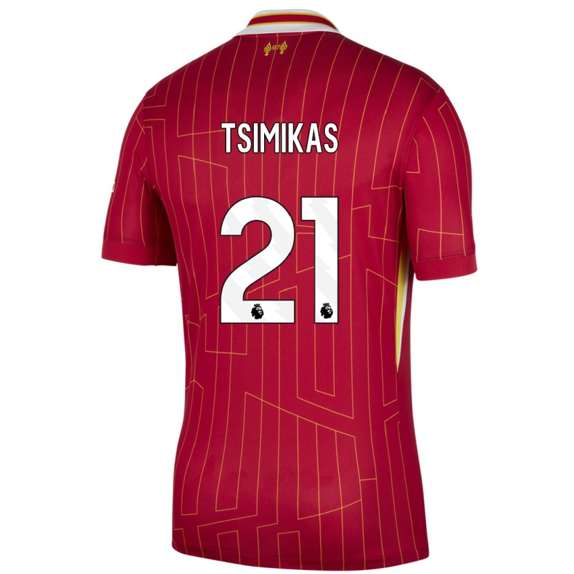 Danxenキッズコスタス・ツィミカス#21赤 黄 白ホームシャツ2024/25ジャージーユニフォーム