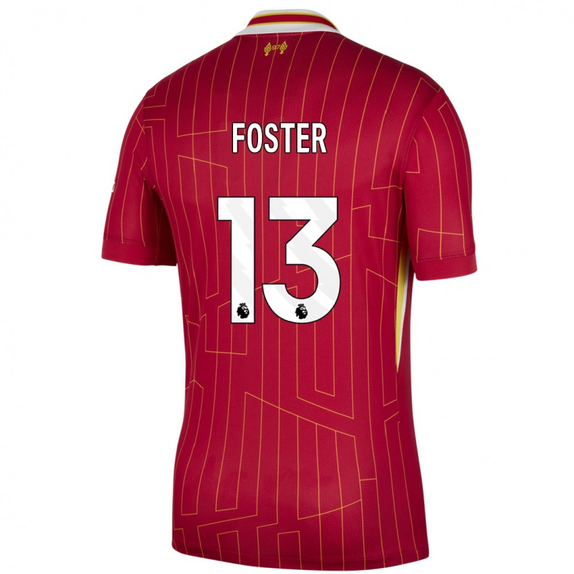 Danxenキッズライリー・フォスター#13赤 黄 白ホームシャツ2024/25ジャージーユニフォーム