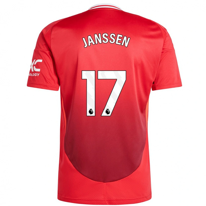 Danxenキッズドミニク・ヤンセン#17明るい赤ホームシャツ2024/25ジャージーユニフォーム