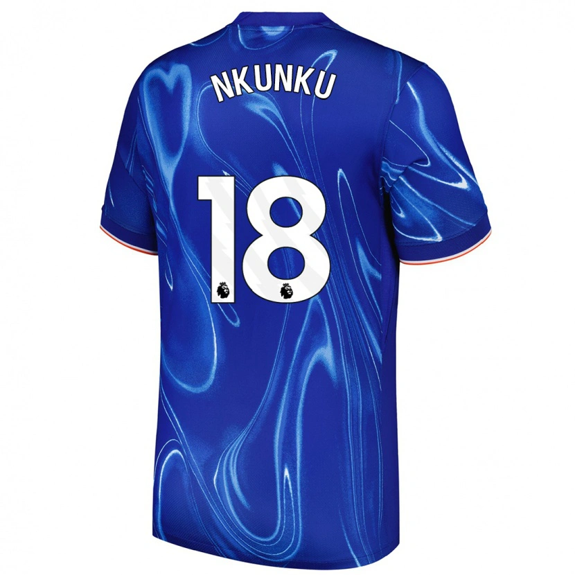 Danxenキッズクリストファー・エンクンク#18ブルーホワイトホームシャツ2024/25ジャージーユニフォーム