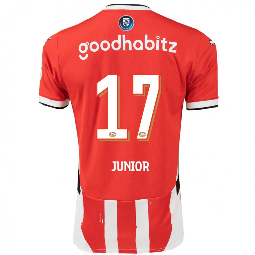 Danxenキッズマウロ・ジュニオール#17赤 白ホームシャツ2024/25ジャージーユニフォーム