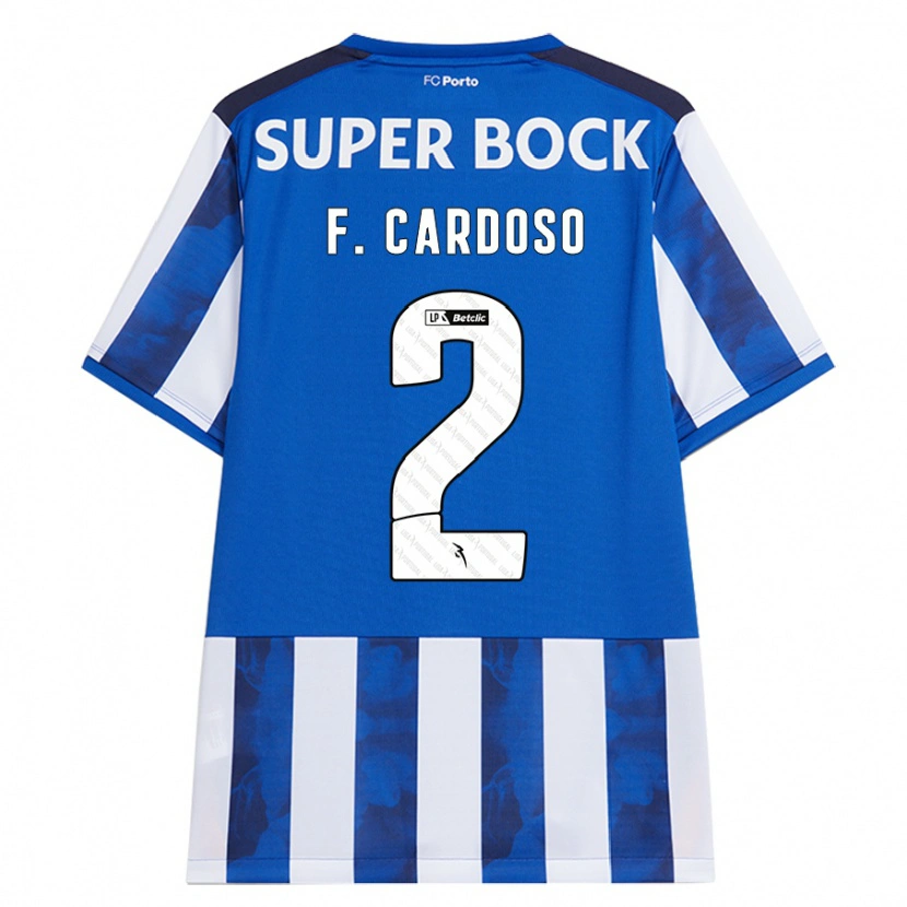 Danxenキッズファビオ・カルドーゾ#2ブルーホワイトホームシャツ2024/25ジャージーユニフォーム