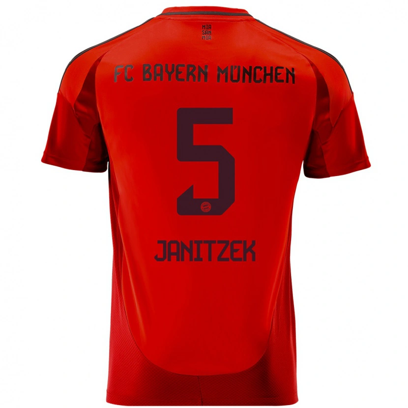 Danxenキッズジャスティン・ヤニツェク#5赤ホームシャツ2024/25ジャージーユニフォーム