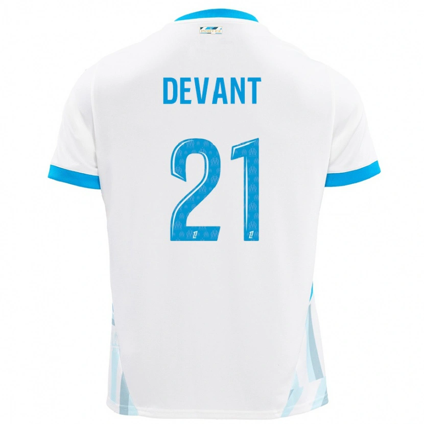 DanxenキッズCaroline Devant#21白 空 青ホームシャツ2024/25ジャージーユニフォーム