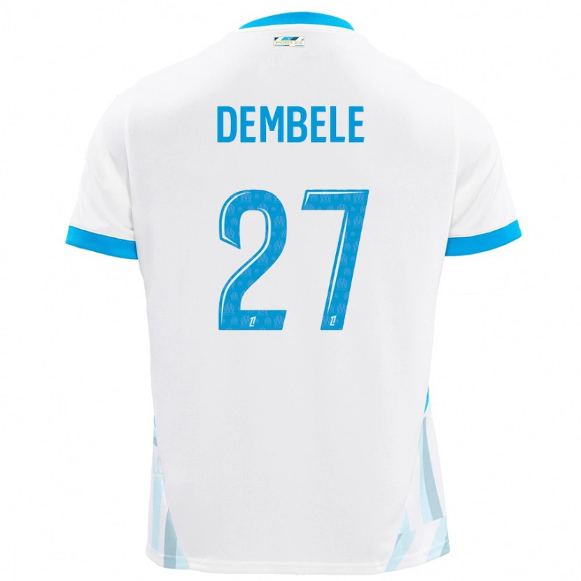 DanxenキッズCoumba Dembélé#27白 空 青ホームシャツ2024/25ジャージーユニフォーム