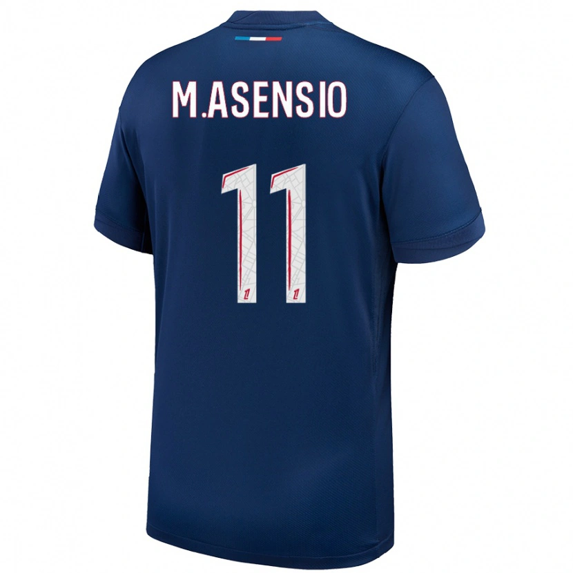 Danxenキッズマルコ・アセンシオ#11ネイビーブルー ホワイトホームシャツ2024/25ジャージーユニフォーム