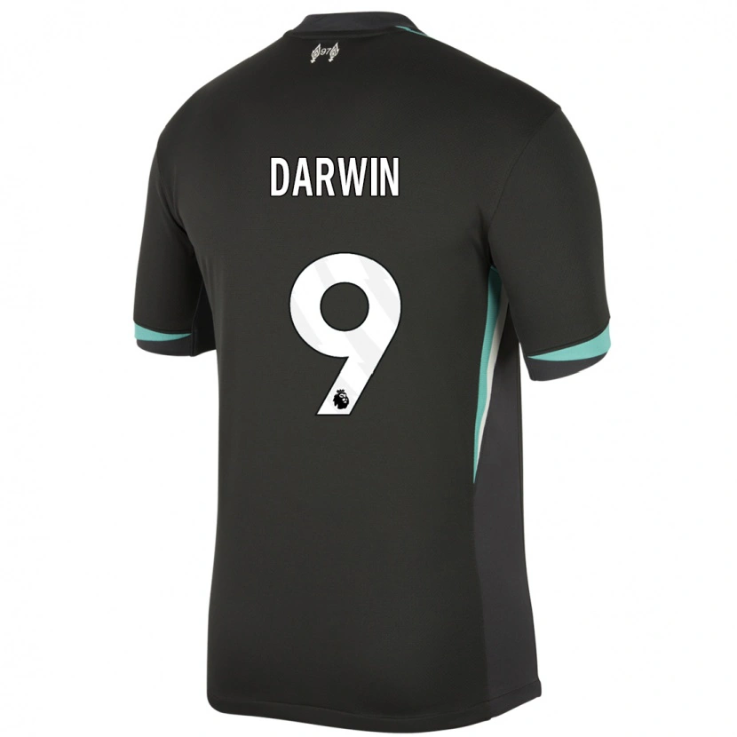 Danxenキッズダルウィン・ヌニェス#9ブラック アンスラサイト ホワイトアウェイシャツ2024/25ジャージーユニフォーム