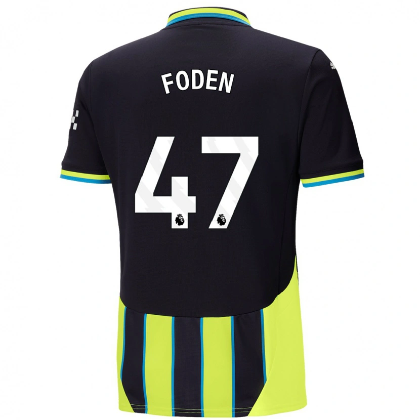 Danxenキッズフィル・フォーデン#47青 黄アウェイシャツ2024/25ジャージーユニフォーム