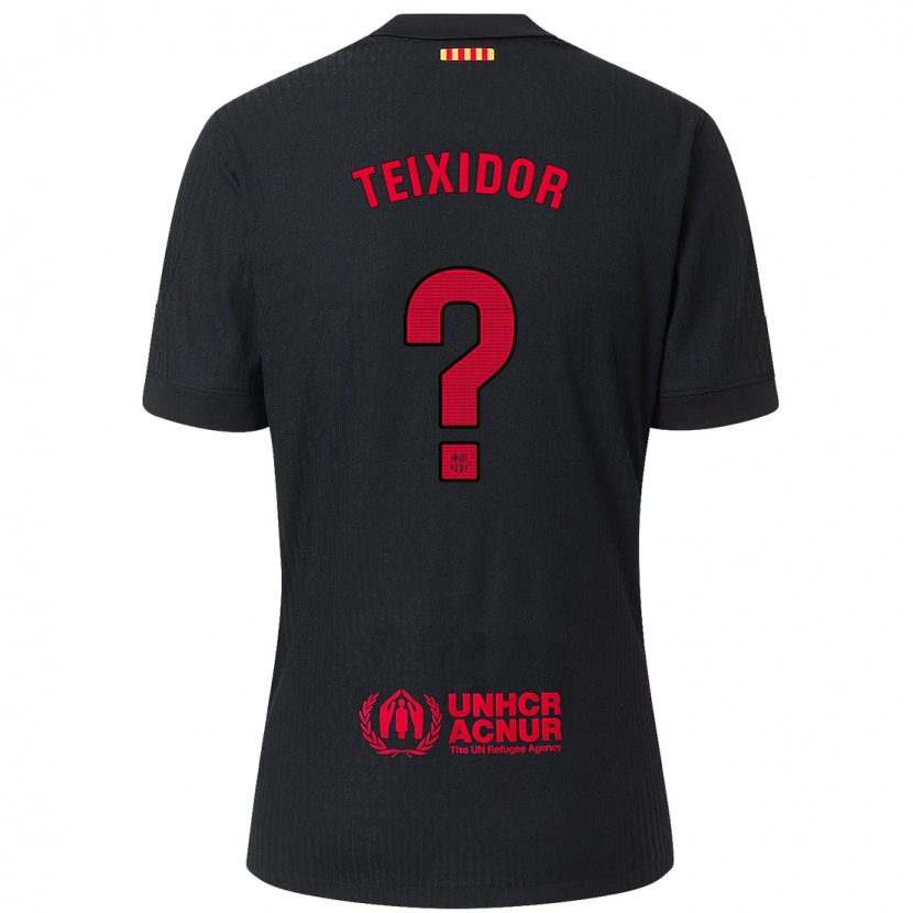 DanxenキッズNil Teixidor#0黒 赤アウェイシャツ2024/25ジャージーユニフォーム