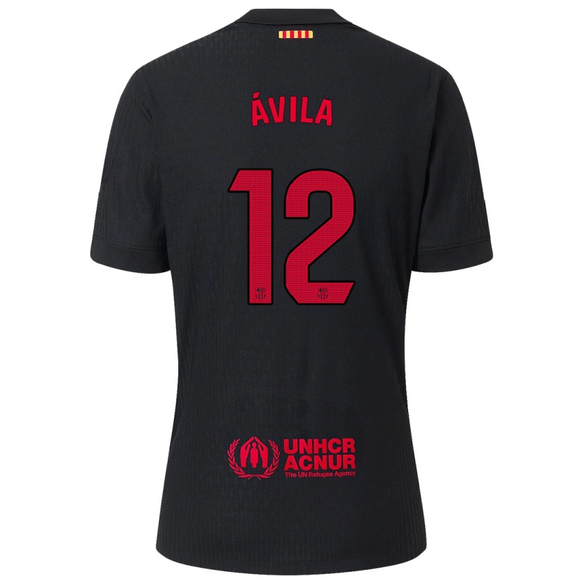 DanxenキッズDani Ávila#12黒 赤アウェイシャツ2024/25ジャージーユニフォーム