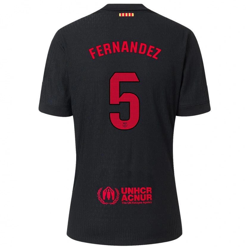Danxenキッズジャナ・フェルナンデス#5黒 赤アウェイシャツ2024/25ジャージーユニフォーム
