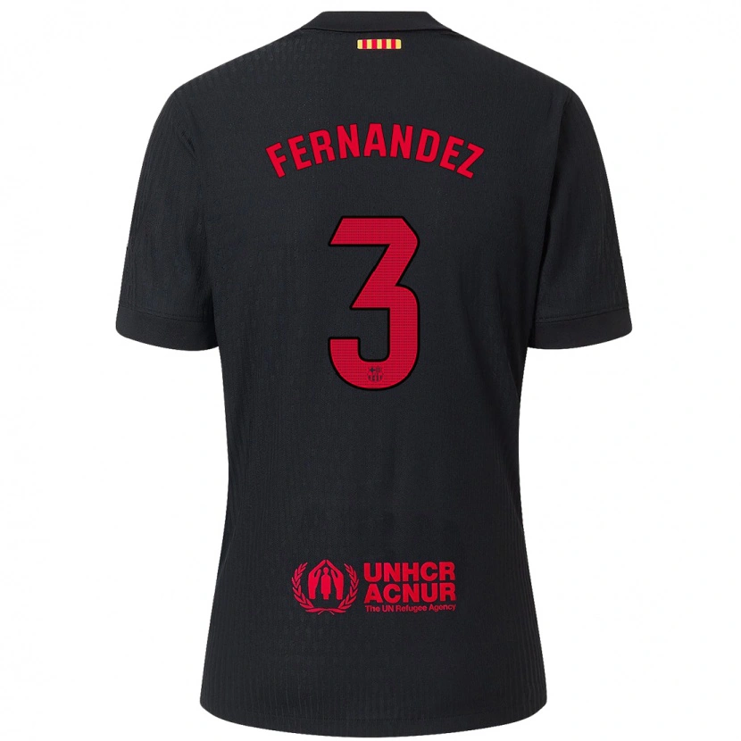 Danxenキッズジャナ・フェルナンデス#3黒 赤アウェイシャツ2024/25ジャージーユニフォーム