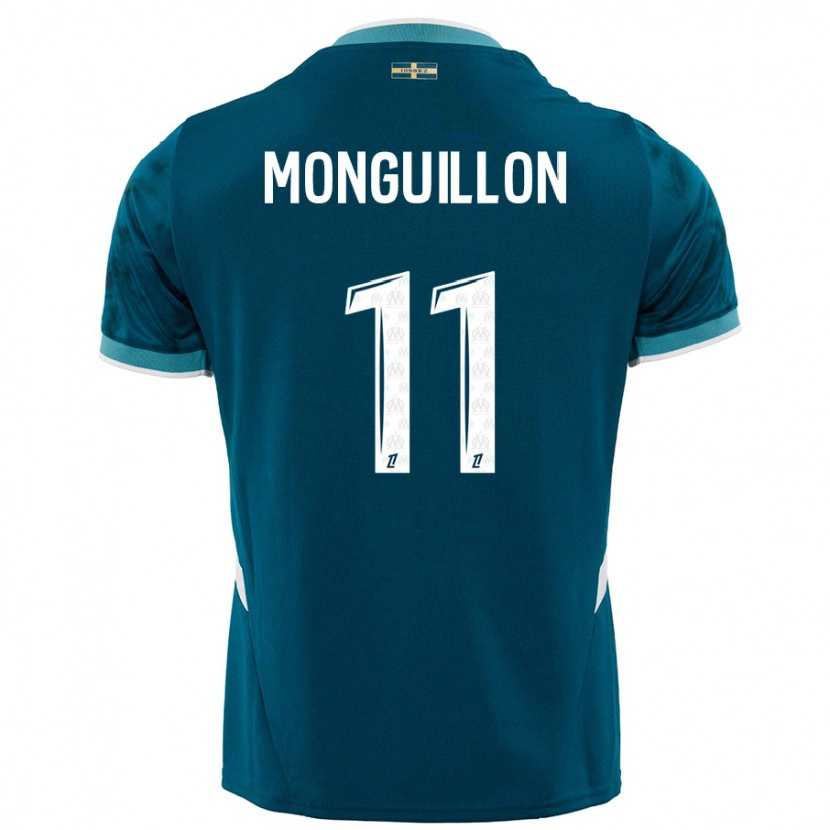 DanxenキッズCoralie Monguillon#11ターコイズブルーアウェイシャツ2024/25ジャージーユニフォーム