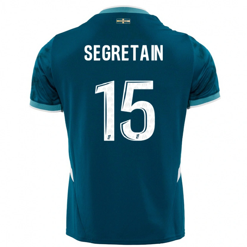 DanxenキッズJulie Ségrétain#15ターコイズブルーアウェイシャツ2024/25ジャージーユニフォーム
