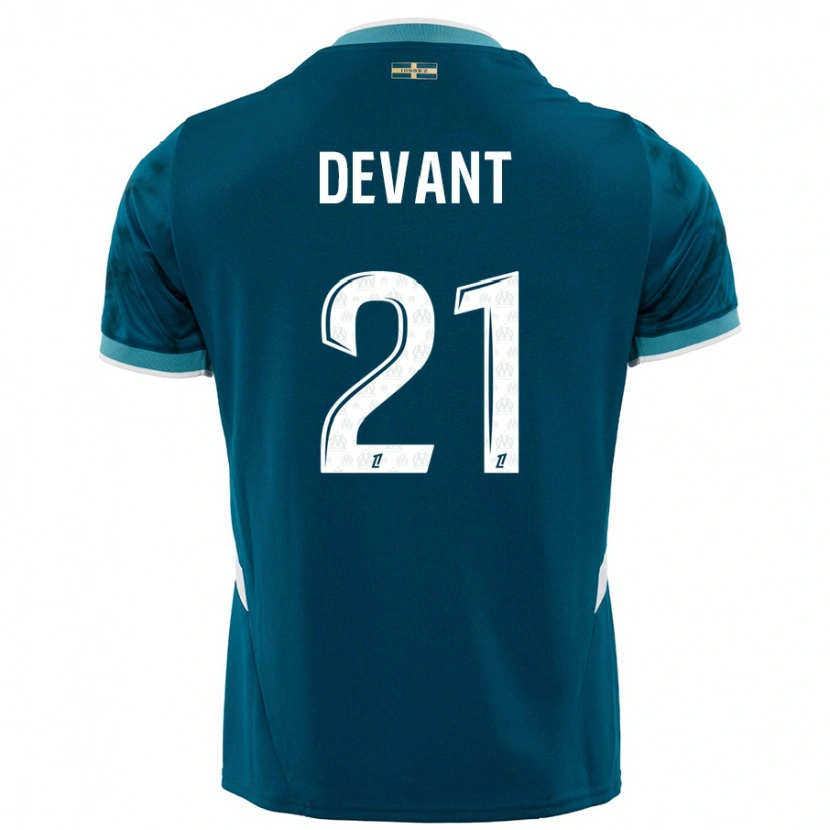 DanxenキッズCaroline Devant#21ターコイズブルーアウェイシャツ2024/25ジャージーユニフォーム