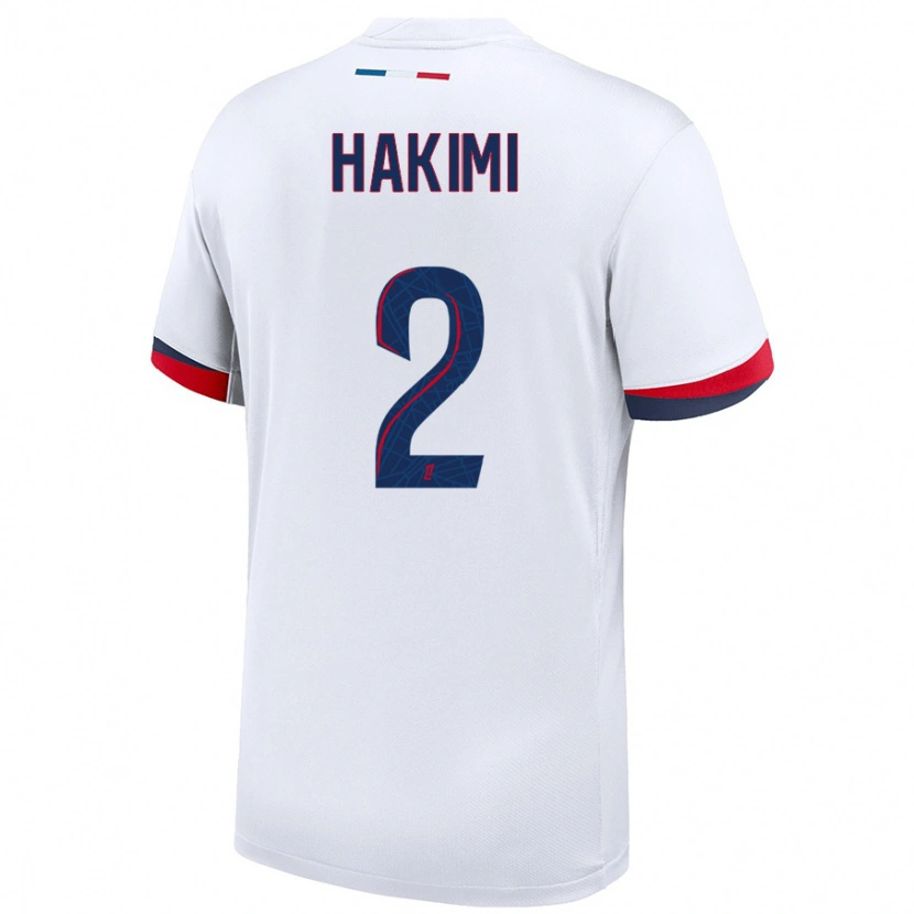Danxenキッズアクラフ・ハキミ#2白 青 赤アウェイシャツ2024/25ジャージーユニフォーム