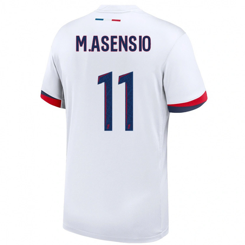 Danxenキッズマルコ・アセンシオ#11白 青 赤アウェイシャツ2024/25ジャージーユニフォーム