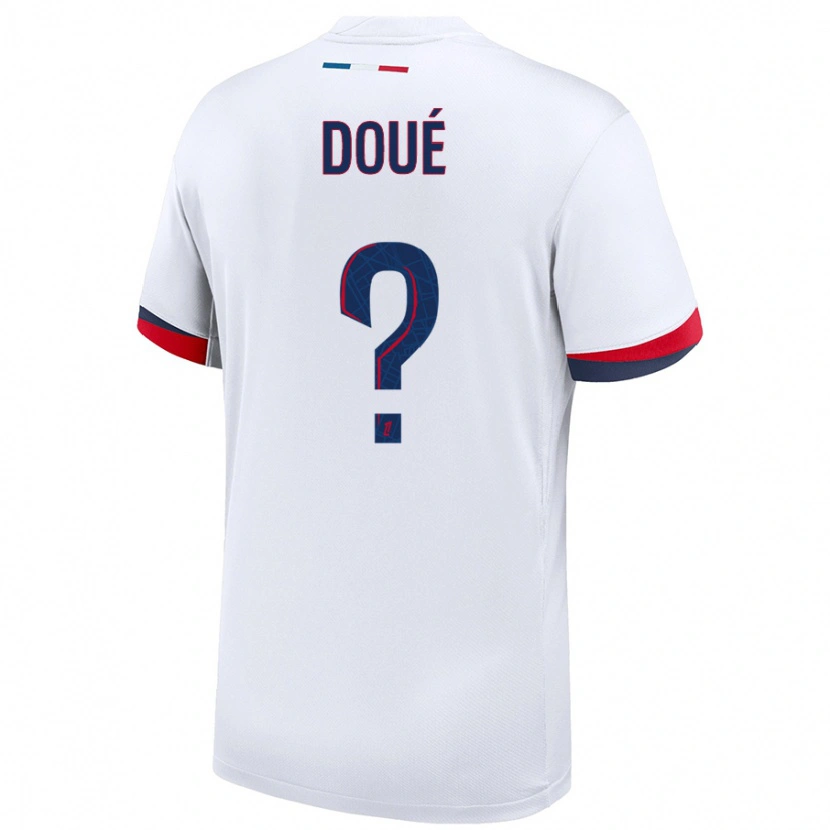 DanxenキッズGueladan Doué#0白 青 赤アウェイシャツ2024/25ジャージーユニフォーム