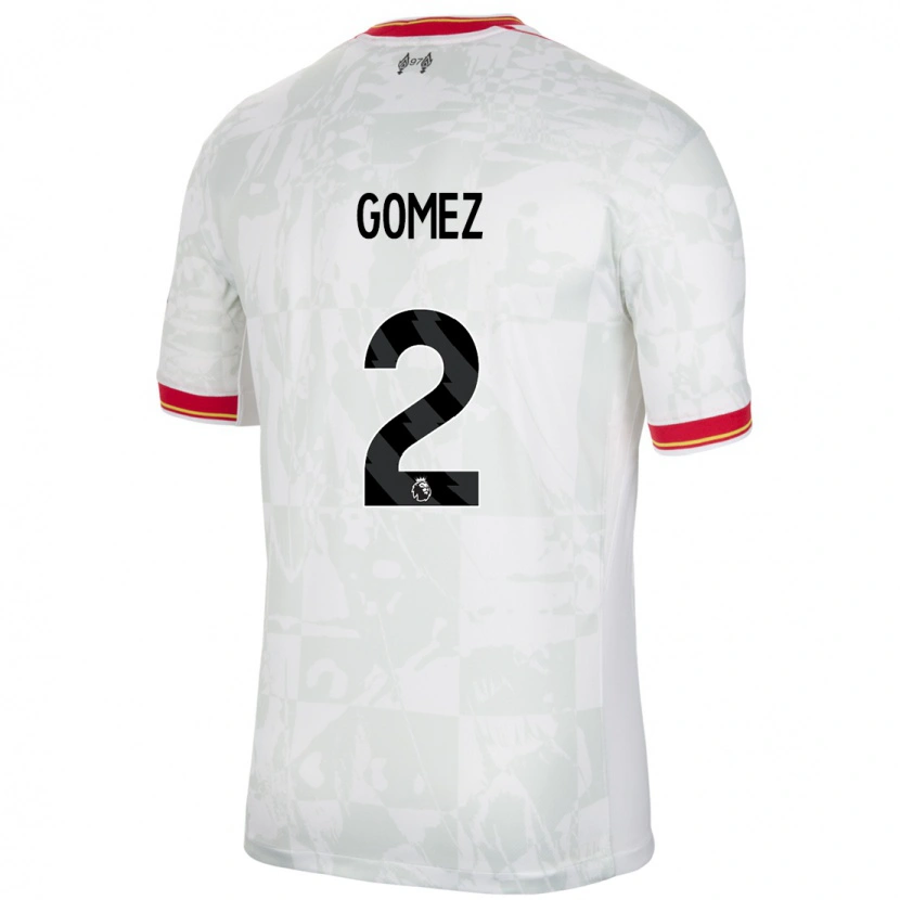 Danxenキッズジョー・ゴメス#2ホワイト レッド ブラックサードユニフォームシャツ2024/25ジャージーユニフォーム