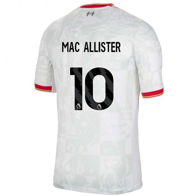 Danxenキッズアレクシス・マック・アリスター#10ホワイト レッド ブラックサードユニフォームシャツ2024/25ジャージーユニフォーム