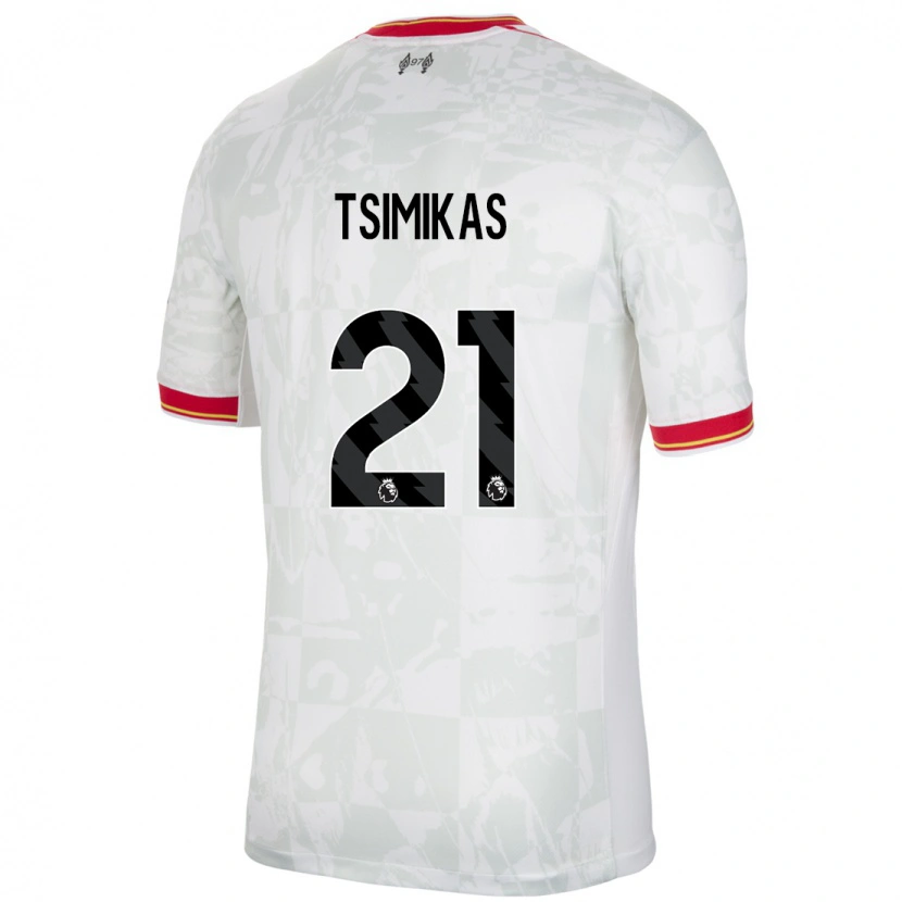 Danxenキッズコスタス・ツィミカス#21ホワイト レッド ブラックサードユニフォームシャツ2024/25ジャージーユニフォーム