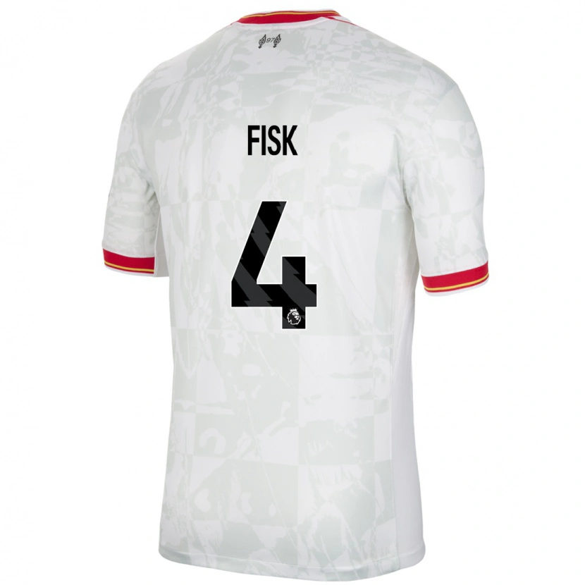 Danxenキッズグレース・フィスク#4ホワイト レッド ブラックサードユニフォームシャツ2024/25ジャージーユニフォーム