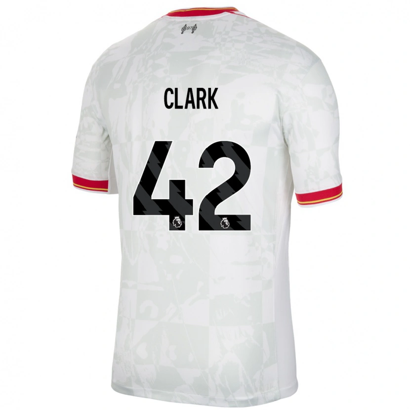 Danxenキッズボビー・クラーク#42ホワイト レッド ブラックサードユニフォームシャツ2024/25ジャージーユニフォーム
