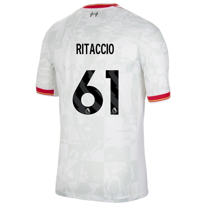 Danxenキッズマッテオ・リタッチョ#61ホワイト レッド ブラックサードユニフォームシャツ2024/25ジャージーユニフォーム